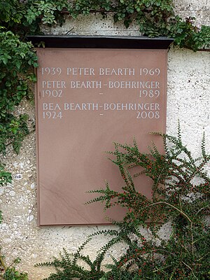 Peter Bearth-Boehringer (1902–1989) Geologe, Professor, Autor. Beatrice Boehringer (1924–2008). Peter Bearth (1939–1969). Friedhof am Hörnli.