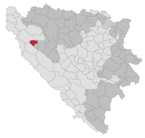 Lage der Gemeinde Opština Petrovac in Bosnien und Herzegowina (anklickbare Karte)