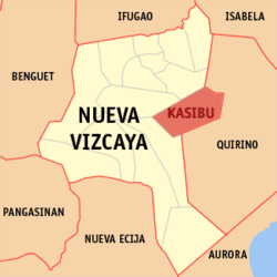 Mapa ng Nueva Vizcaya na nagpapakita sa lokasyon ng Kasibu.