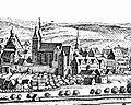 Alte Ansicht der Johanniskirche auf einem Stich von Matthäus Merian