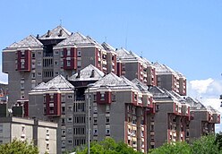 Canyelles housing estate, the last neighborhood built during the Franco regime and an example of "vertical shantyism". Poligon Canyelles.jpg
