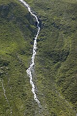 A Stubai Alps stream terminates in an alluvial ponor