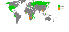 Land hvor Angelina (grønt) er mye brukt