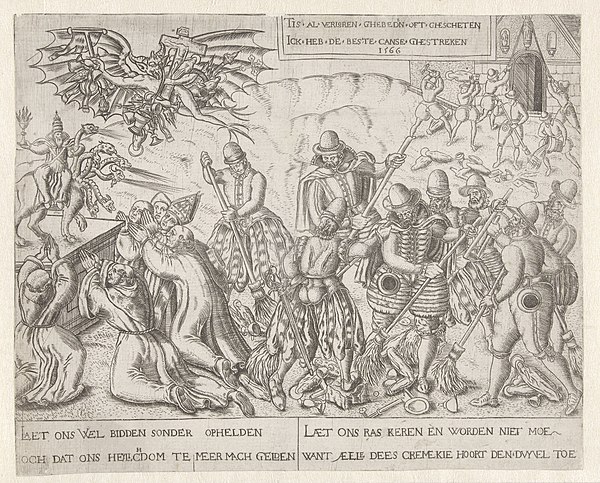 Protestant polemical print celebrating the destruction, 1566