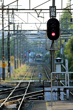 Lampu sinyal kereta api di Yokohama