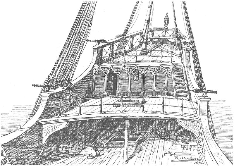Файл:Reconstruction of Santa Maria Quarterdeck. Drawing by R. Monleon. 1892.jpg