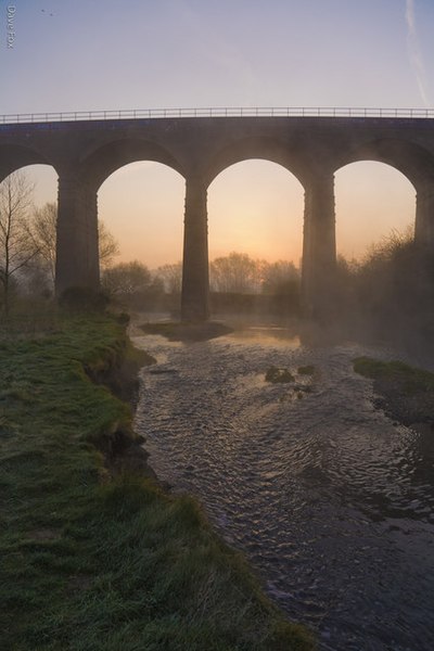 File:River Tame going under the Reddish - New Mills, Buxton Railway Viaduct - geograph.org.uk - 391374.jpg