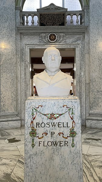 Bust of Flower in the Roswell P. Flower Memorial Library