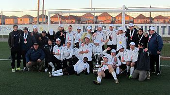 SC Waterloo team celebrating CSL Championship in 2013. SC Waterloo 2013.jpg