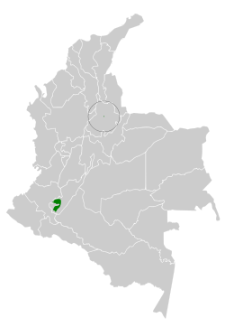 Distribución geográfica del churrín del Alto Magdalena.