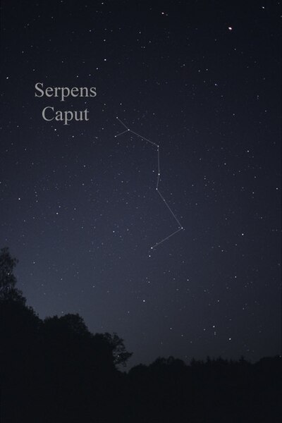 The constellation Serpens (Caput) as it can be seen by the naked eye