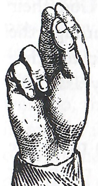 Position of an Eastern Orthodox person's fingers when making the sign of the cross