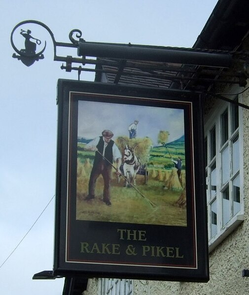 File:Sign for the Rake ^ Pikel Inn, Huntington - geograph.org.uk - 5191226.jpg