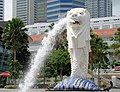 The statue of the Merlion in Merlion Park near Marina Bay, Singapore