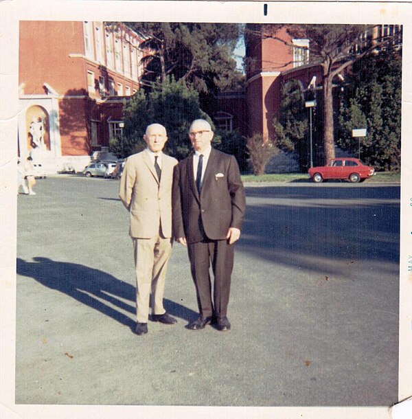 Mihaylov (to the left) with the vormer IMRO activist Pandeli Stoyanov in Rome (1969).