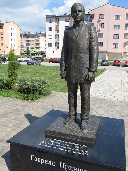 Statue of Gavrilo Princip in the "city park", Lukavica (erected 2014)