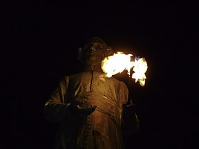 Statue of Jean-Pierre Minckelers during the evening