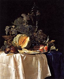 Hedelmäasetelma ja kristallimaljakko, 1652, 73 × 58 cm, Palazzo Pitti, Firenze.