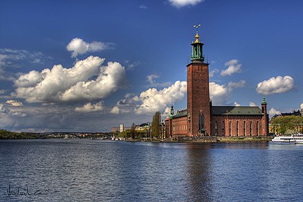 Stockholm City Hall, 1923 (Ragnar Ostberg) Stockholm City Hall (2843179809).jpg