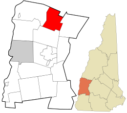 Ubicación en el condado de Sullivan y el estado de New Hampshire