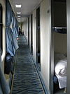 The interior corridor and compartments of a hard sleeper car in 2008