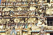 Intricate carvings adorning the gopuram of Chidambaram_Temple, Cuddalore District, Tamil Nadu.