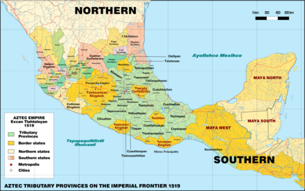 Aztec Empire territorial organization in 1519