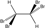 Stereo, skeletformulo de tetrabromoetane kun ĉiuj eksplicitaj hidrogenoj aldonita