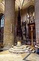 The font at Tewkesbury Abbey in Tewkesbury, Gloucestershire.