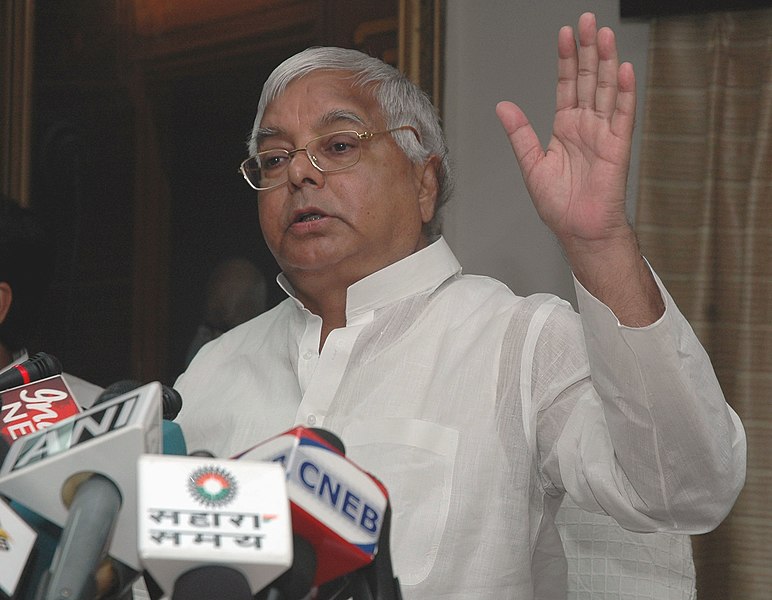File:The Union Minister for Railways, Shri Lalu Prasad making an appeal to the Nation for liberal contribution of relief materials for the Bihar flood-affected victims, in New Delhi on September 03, 2008.jpg