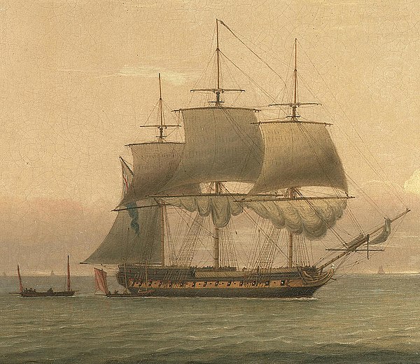 HMS Anson, a detail from a painting by Thomas Luny