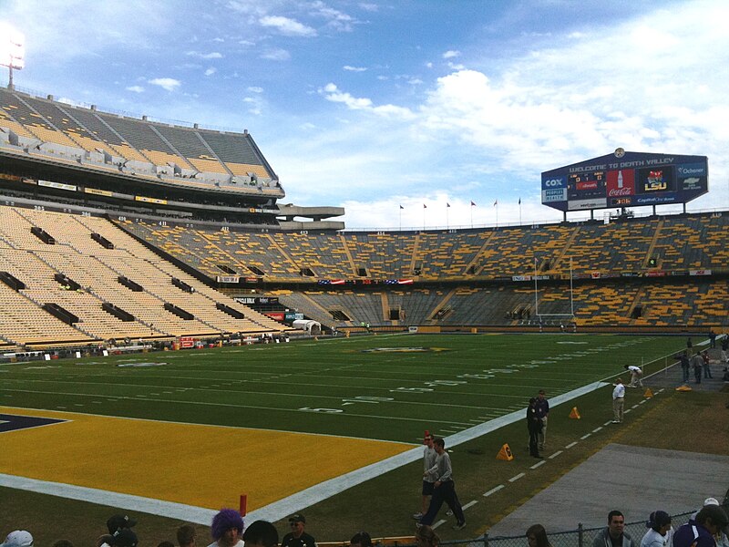 lsu football stadium at night