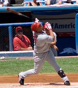 Rivera batting for the Los Angeles Angels in 2008