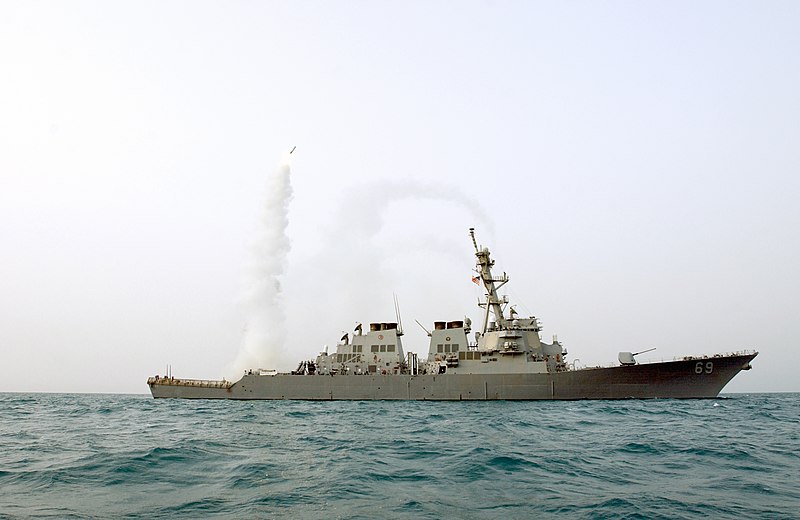 File:US Navy 030322-N-1035L-004 The guided missile destroyer USS Milius (DDG 69) launches a Tomahawk Land Attack Missile (TLAM) toward Iraq.jpg