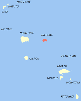 Location of the commune (in red) within the Marquesas Islands