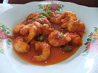 Udang balado Indonesian spicy shrimp