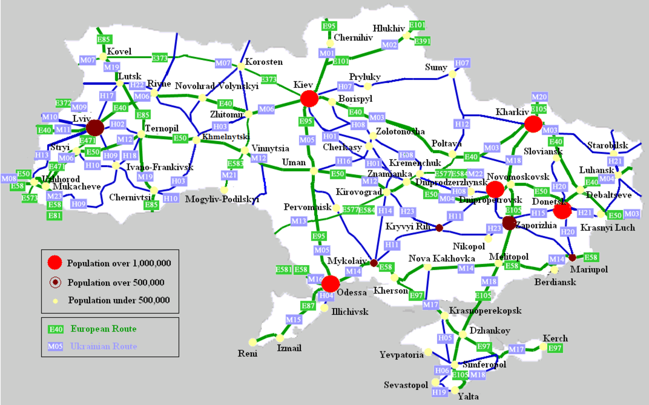 Карта дорог украины и украины