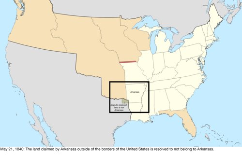 Map of the change to the United States in central North America on May 21, 1840