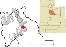 Utah County Utah incorporated and unincorporated areas Springville highlighted.svg