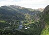 Road E16 and Bergen railway between Voss and Bergen.