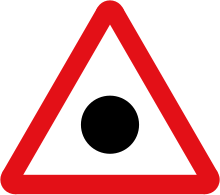 Traffic sign used in some countries to warn of an accident blackspot Warning Sign - Blind Spot.svg