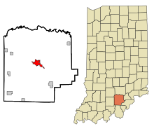 Washington County Indiana Zonele încorporate și necorporate Salem Highlighted.svg