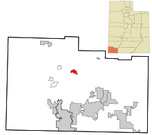 Eingemeindete und nicht rechtsfähige Gebiete in Washington County Utah Pine Valley hervorgehoben.svg