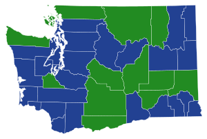 Washington Democratic presidential primary election results by county, 2020.svg