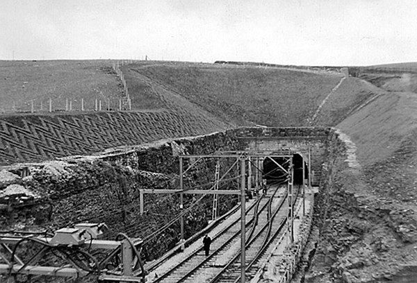 The eastern portal of Woodhead 3 shortly before opening in 1954