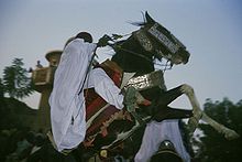 Horsemen at the traditional Ramadan festival at the Sultan's Palace in the Hausa city of Zinder Zinder sultans horsemen festival.jpg