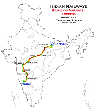 <span class="mw-page-title-main">Hubballi–Varanasi Weekly Express</span> Train in India