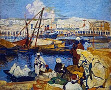 Embarquement au port d'Alger (entre 1900 et 1933), par Léon Cauvy. Musée des Beaux-Arts de Narbonne.