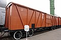 Erhaltenes Exemplar der russischen Güterwagen im Russischen Eisenbahnmuseum in Sankt Petersburg
