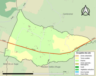 Barevná mapa znázorňující využití půdy.